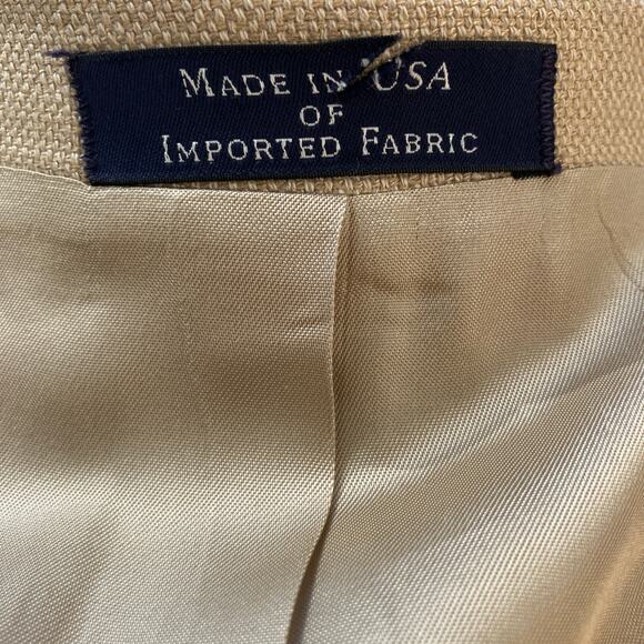 Lands End Blazer 40L Beige Silk Wool Blend Two Button Neutral Preppy Academia - Picture 11 of 16